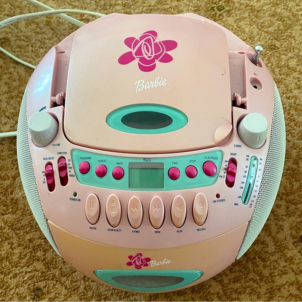 Vintage Mattel Barbie CD Cassette Radio Boombox